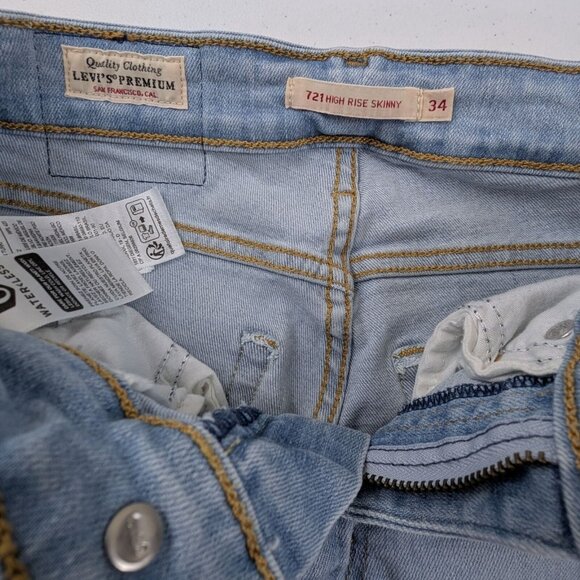 Levi’s Premium 721 High Rise Skinny Jeans Light Wash 24x30 Women’s Denim - Picture 6 of 12